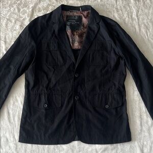 Sean John Men’s Black Linen-Cotton Blazer Jacket XXL Paisley Lining